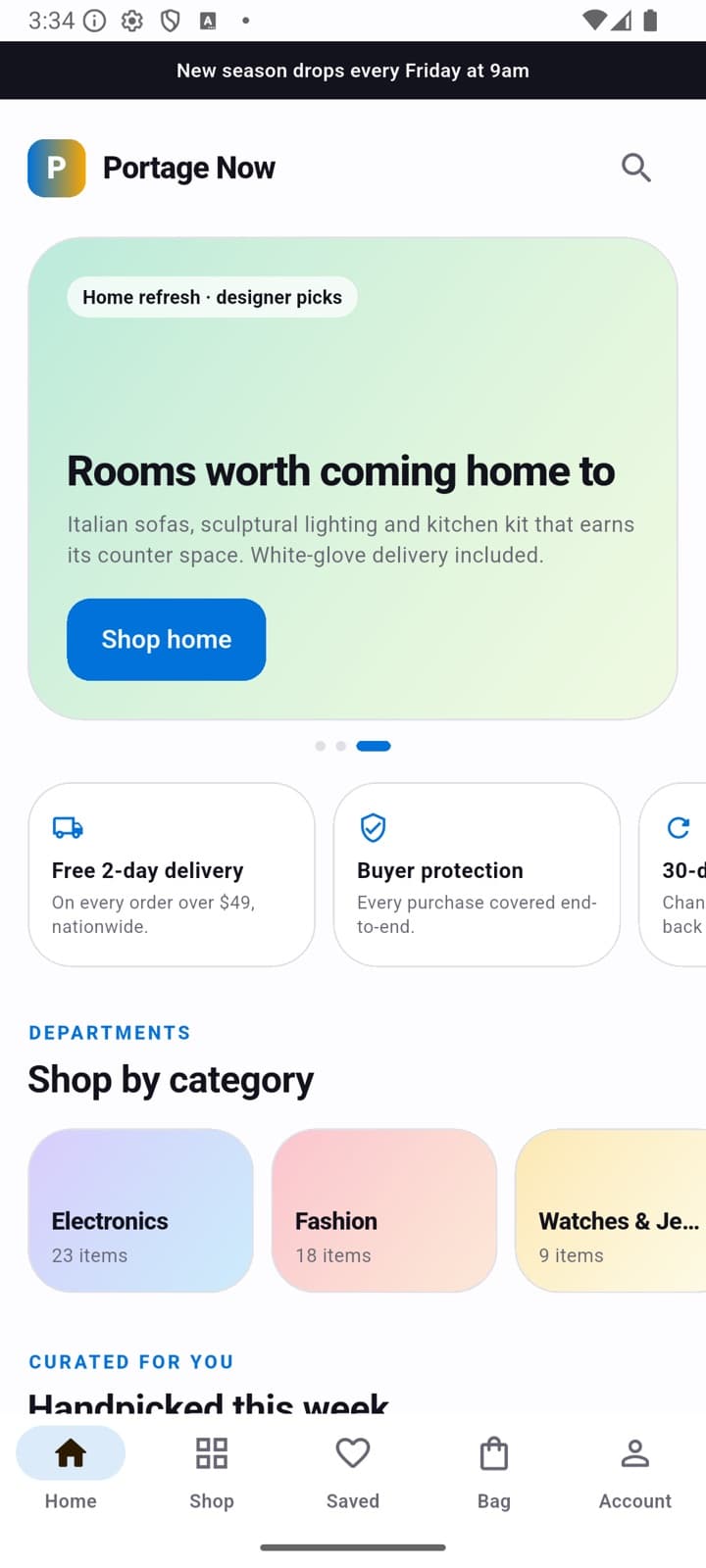 Android app home screen