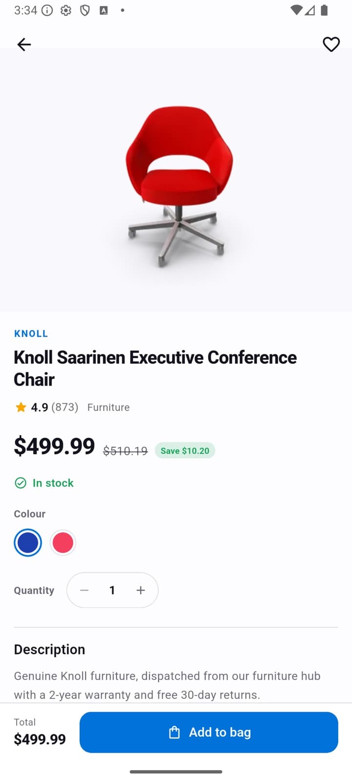 Android app product detail