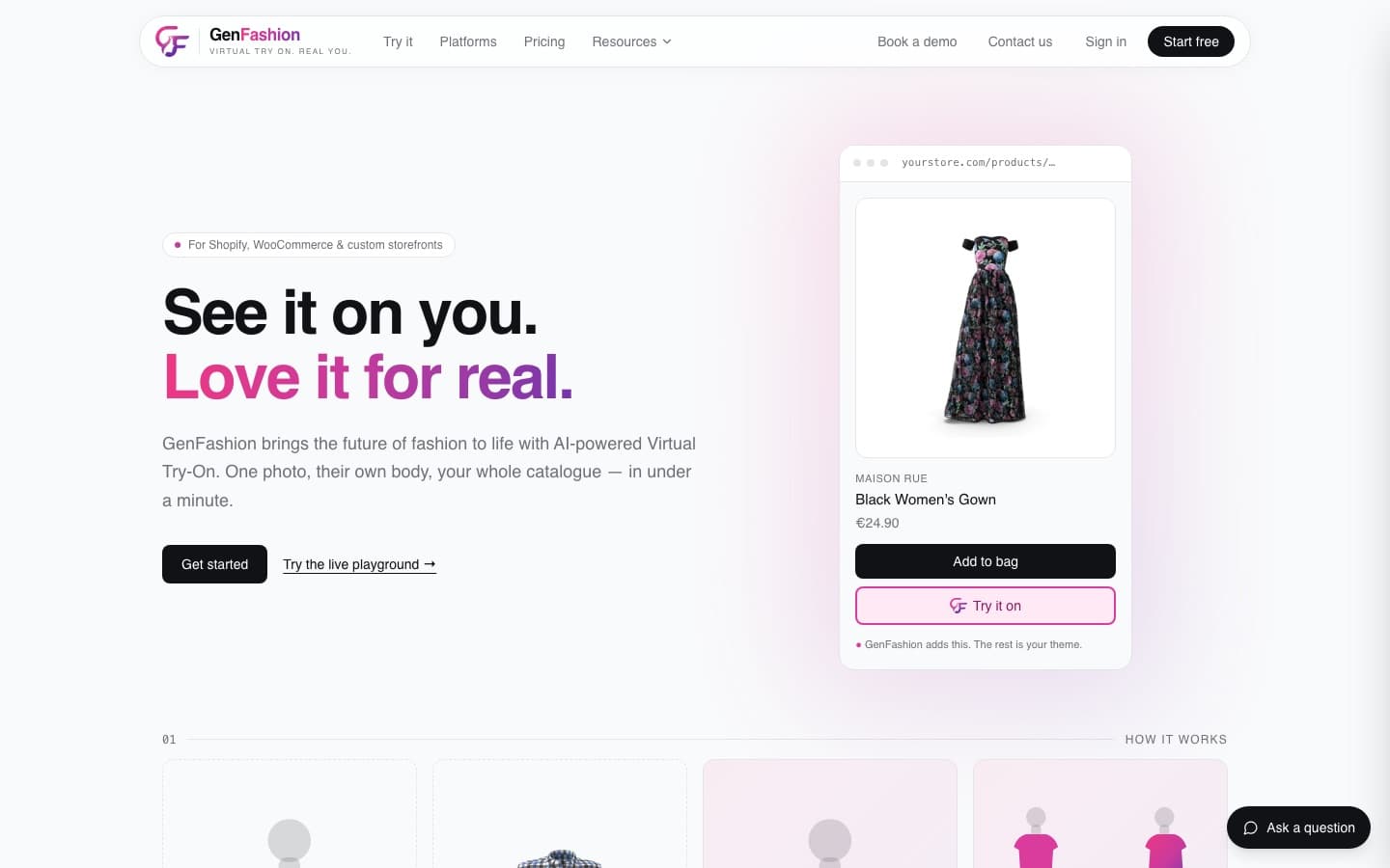 The GenFashion website at genfashion.app